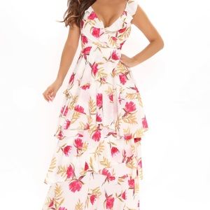 “Good Days” White & Pink Floral Maxi - Fashion Nova